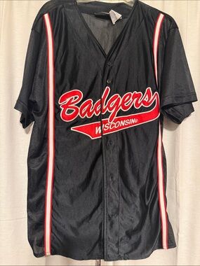 Wisconsin Badgers Black and Red Baseball Jersey
